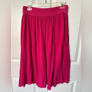Gypsie Blue Hot Pink Smocked Gauze Style Midi Skirt Size Medium